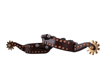Antique Brown Youth Steel Spurs with Copper Studs