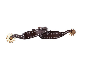 Antique Brown Youth Steel Spurs with Silver Studs