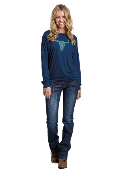 Roper Women's Navy Jersey Boxy Fit T-Shirt