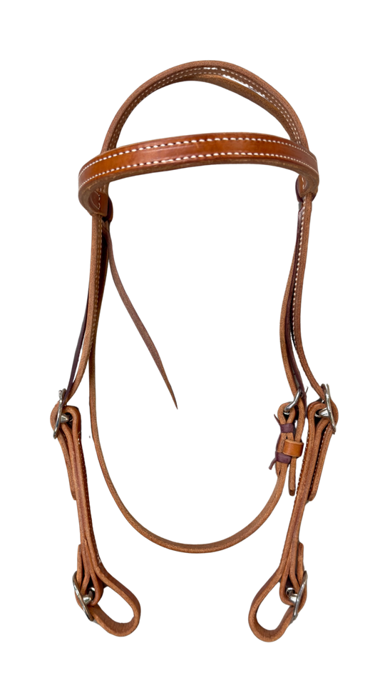 Medium Oiled & Stitched Browband Headstall w/Buckle Ends