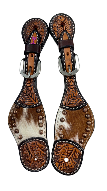 Rafter T Kid's Cowhide Spur Straps w/Brass Accents