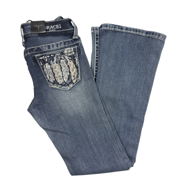 Grace in LA Girl's Feather Pocket Bootcut Jeans
