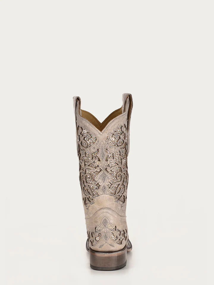 Corral Women's White w/Glitter Inlay Boots