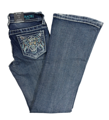 Grace in LA Girl's Embroidered & Embellished Steerhead Jeans