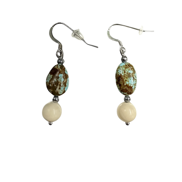 Super 8 Turquoise and River Stone Dangle Earrings