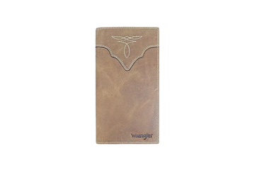 Wrangler Men's Crazy Horse Tan Leather Checkbook Wallet