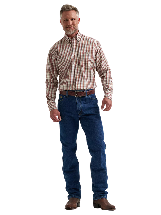 Wrangler Men's George Strait Adobe Check Long Sleeve Button-Down Shirt