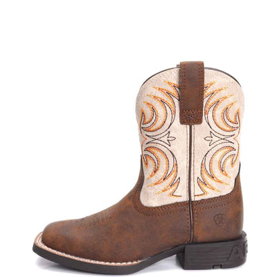 Ariat Kid's Storm Square Toe Western Boot-Antique Brown