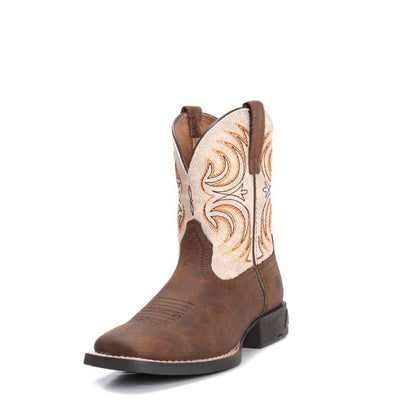 Ariat Kid's Storm Square Toe Western Boot-Antique Brown