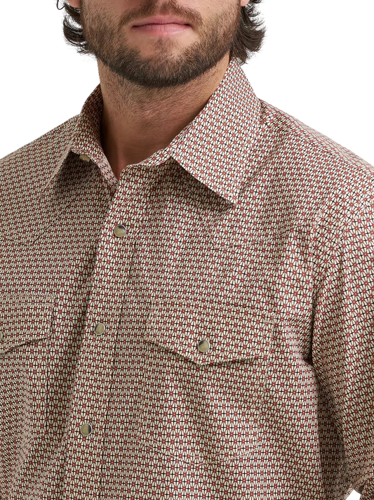 Wrangler Men's 20X Competition Red/Brown Long Sleeve Snap Shirt
