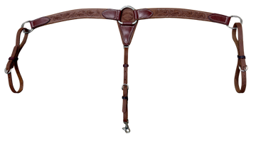 HR 1-1/2" Hand Tooled Swirl Heavy Oil Leather Breast Collar