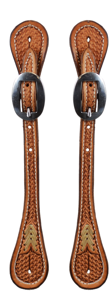 Natural Narrow Basketweave Rawhide Arrow Men's Spur Strap