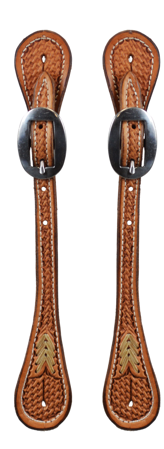 Natural Narrow Basketweave Rawhide Arrow Men's Spur Strap