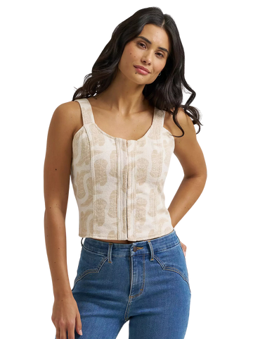 Wrangler Women's Jacquard Corset Beige Top