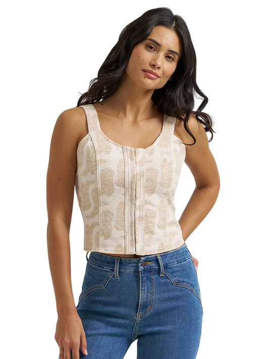 Wrangler Women's Jacquard Corset Beige Top