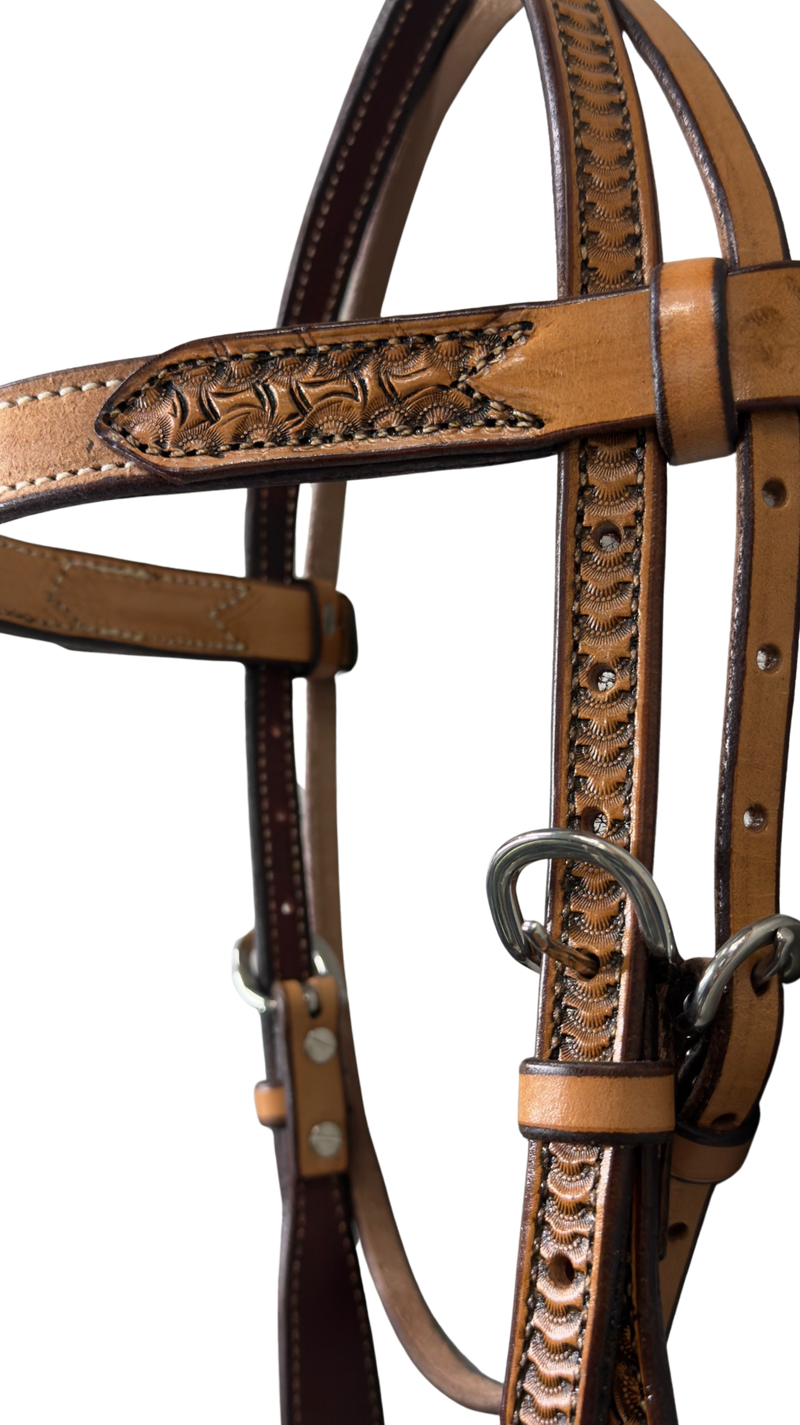 Scott Thomas Roughout Browband Headstall w/Tooled Ends