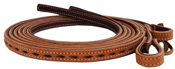 Cowboy Buck Stitch Harness Leather Split Reins