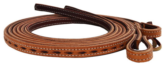 Cowboy Buck Stitch Harness Leather Split Reins