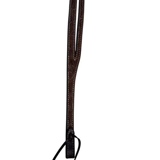 Scott Thomas Floral Stamped Dark Oiled Leather Slit Ear Headstall