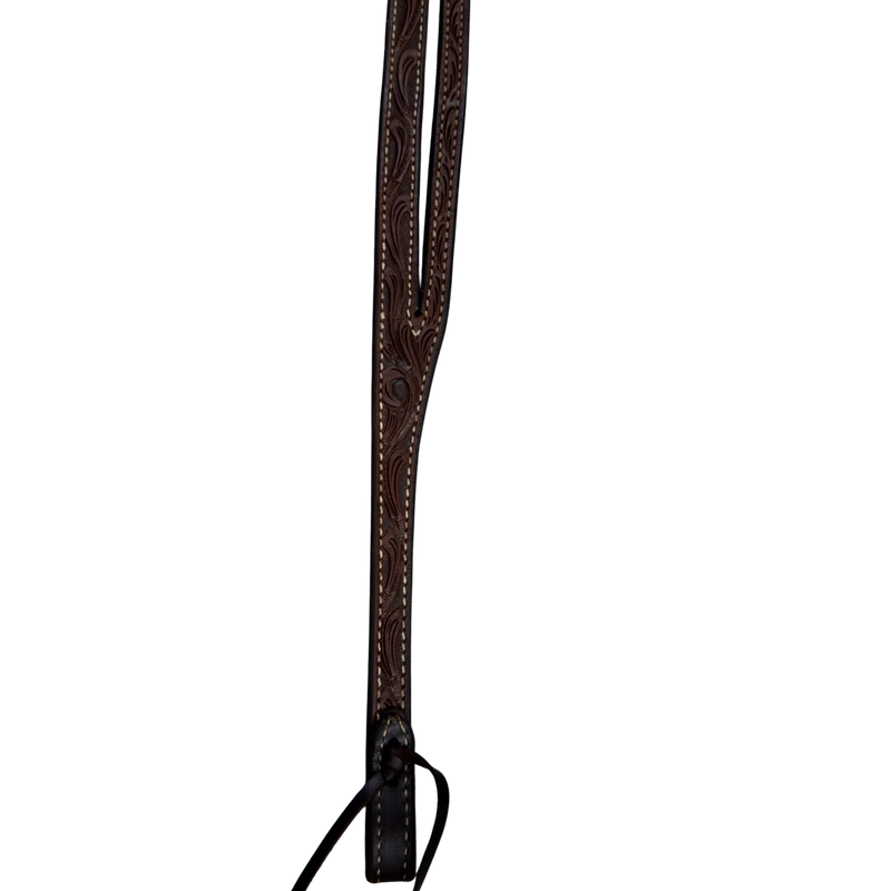 Scott Thomas Floral Stamped Dark Oiled Leather Slit Ear Headstall