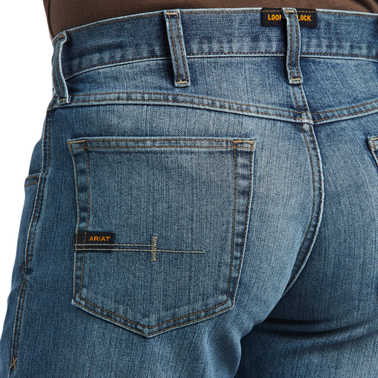 Ariat Men's Rebar M5 Straight DuraStretch Basic Stackable Straight Leg Jean-Edgewood
