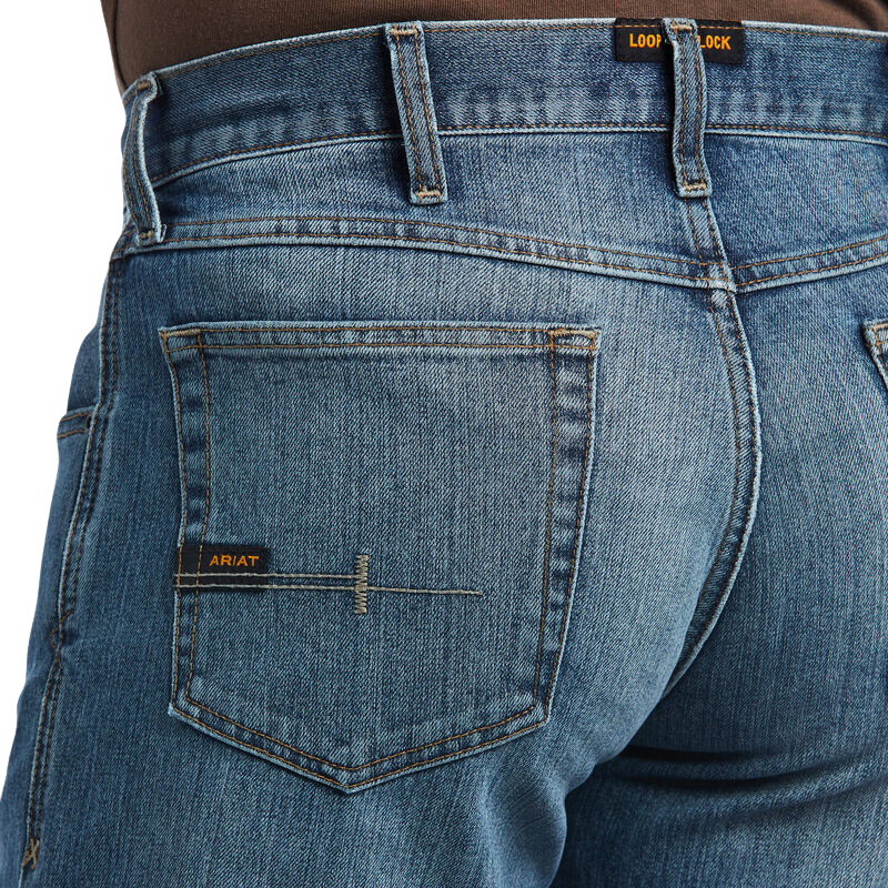 Ariat Men's Rebar M5 Straight DuraStretch Basic Stackable Straight Leg Jean-Edgewood