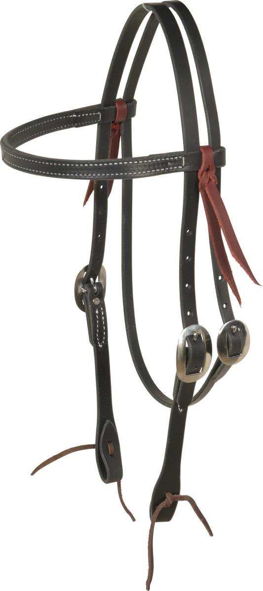 Berlin Custom Leather Stitched Black Browband Headstall