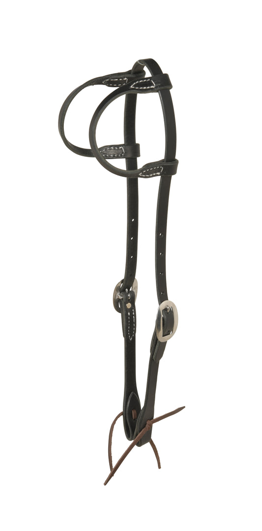 Berlin Custom Leather Stitched Black Double Ear Headstall