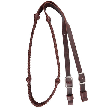Martin Saddlery Braided 5-Strand Barrel Rein with Knots 7/8" Thick Buckle Ends