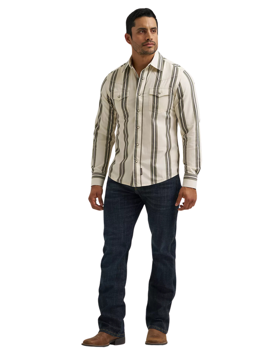 Wrangler Men's Retro Premium Stripe Western Snap Shirt