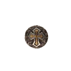 Double S Round Concho Gold Cross Scarf Slide