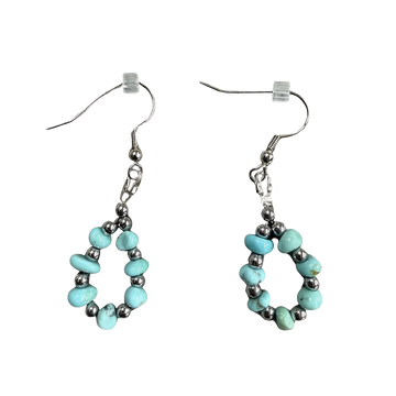 Turquoise and Silver Teardrop Dangle Earrings