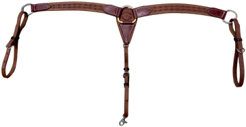 HR 1-1/2" Hand Tooled Barbwire Heavy Oil Leather Breast Collar