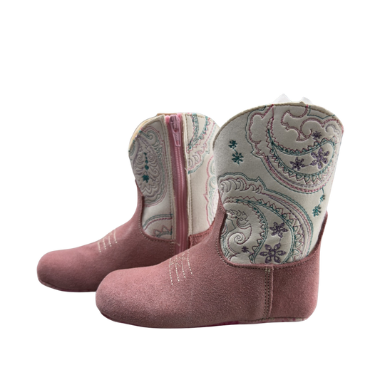 Tin Haul Infant Girl's Paisley Pink Boot w/Prancing Horses Sole