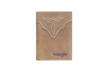 Wrangler Crazy Horse Tan Leather Tri-Fold Wallet