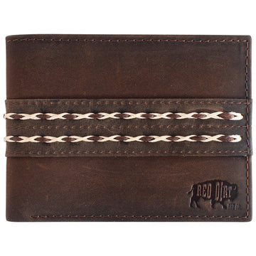 Red Dirt Hat Co. Bifold Wallet Oiled Brown w/Double Braids