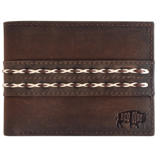 Red Dirt Hat Co. Bifold Wallet Oiled Brown w/Double Braids