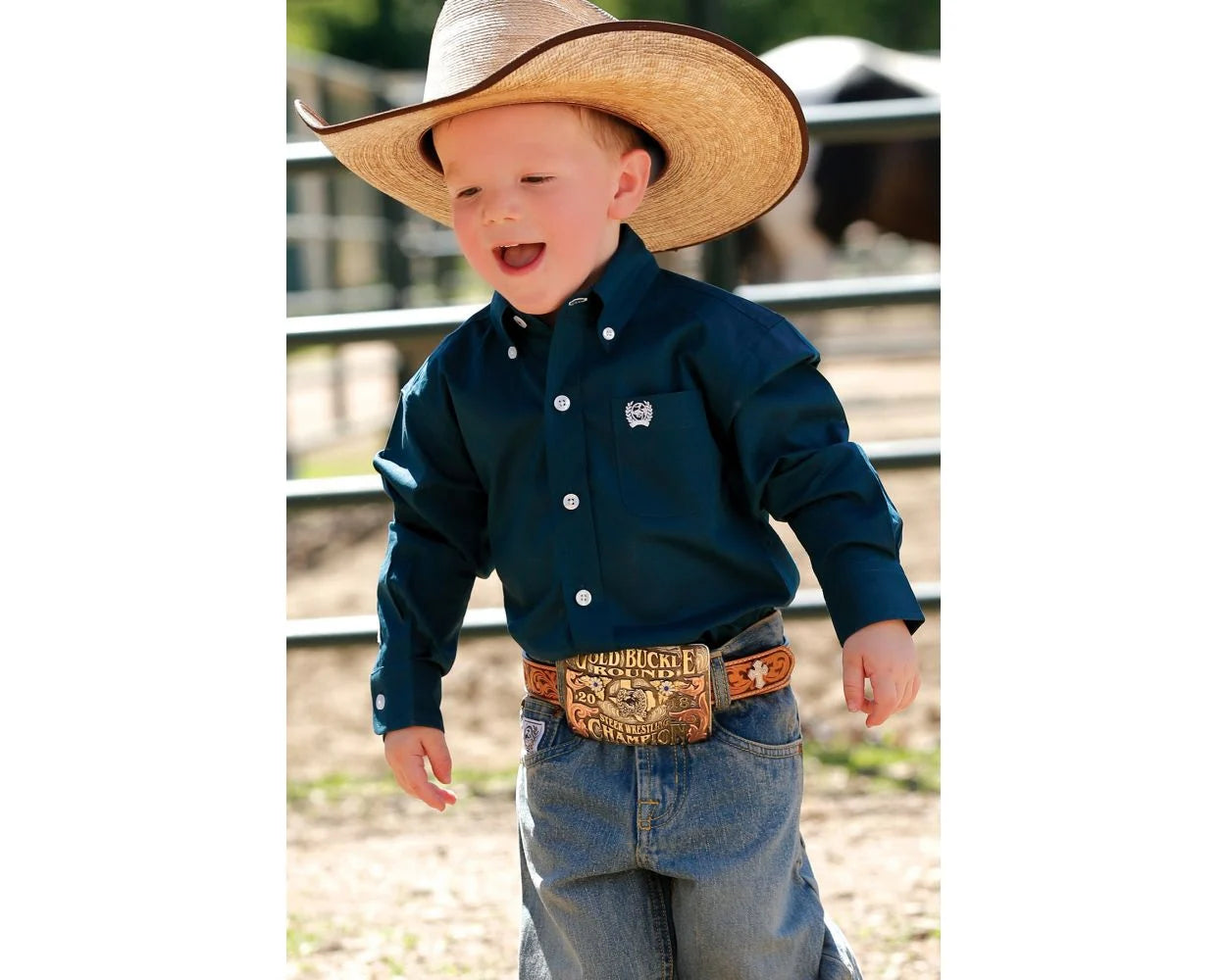 Cinch Infant/Toddler Solid Teal Button Down Shirt