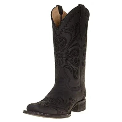 Circle G Women's Black Embroidered Square Toe Boot