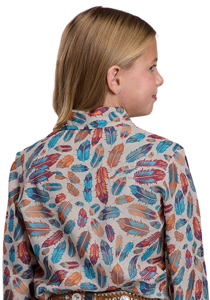 Roper Girl's Long Sleeve Feather Printed Western Shirt