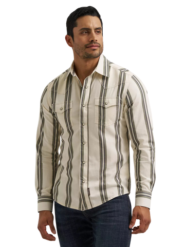 Wrangler Men's Retro Premium Stripe Western Snap Shirt