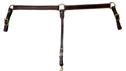 Tucker Heritage Cheyenne Straight Chestnut Leather Breastcollar w/Gold Stitching