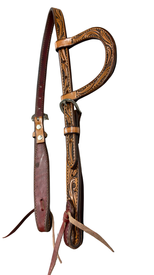 Scott Thomas One Ear Antique Finish Floral Headstall