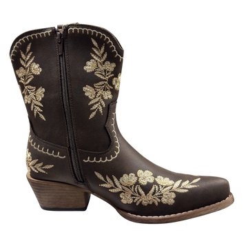 Roper Women's Wynona Brown Floral 8" Shorty Snip Toe Boot