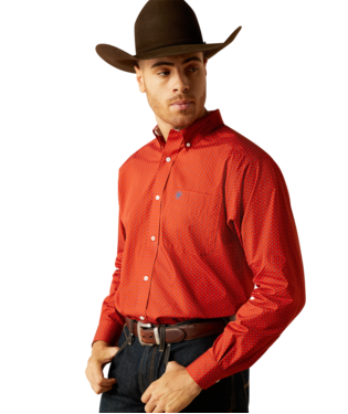 Ariat Men's Wrinkle Free Orange Lucian Classic Fit Shirt