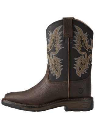 Ariat Kid's WorkHog Wide Square Toe Bruin Brown Boot