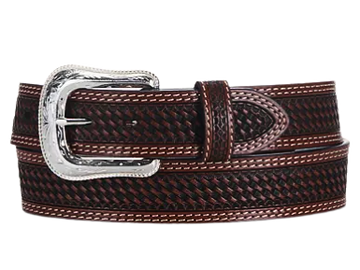 Cowboy Chrome Men's Chocolate Belt with Basket Tooling