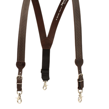 Nocona Men's Brown Leather Gallus Basket Weave Pattern Suspenders