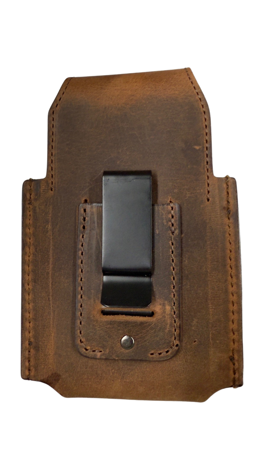 Heritage Brown Leather Crazyhorse Vertical Cellphone Holder