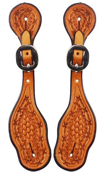 Natural Basketweave Barbed Wire Ladies Spur Strap